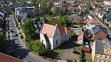 Luftaufnahme Paul-Gerhardt-Haus mit Blick in die Karl-Liebknecht-Straße